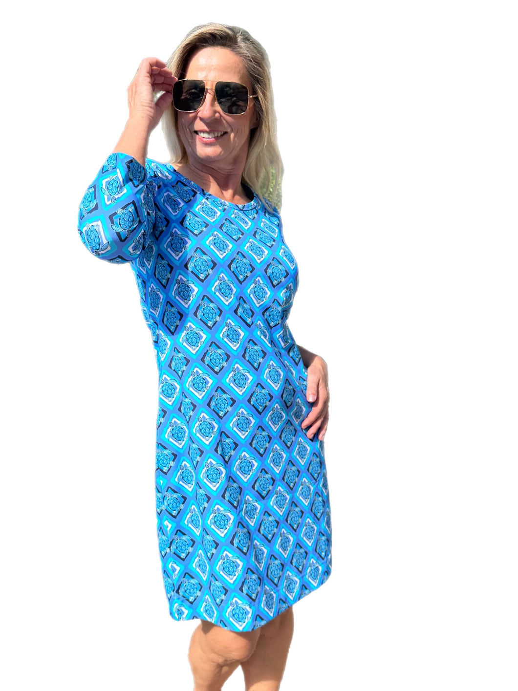 Travel Dress Spring/Summer with UPF50+ Turtles Navy