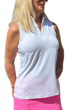 Load image into Gallery viewer, High Zip-Neck Sleeveless Top with UPF50+ White
