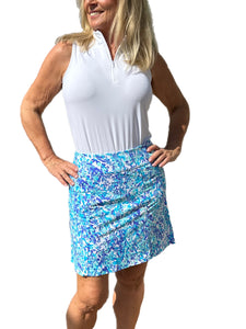 17" Pull-on Skort with UPF50+ Abstract Blues