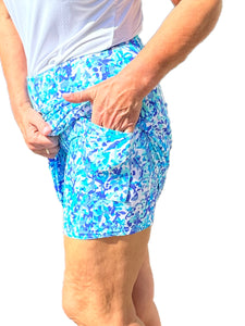 17" Pull-on Skort with UPF50+ Abstract Blues