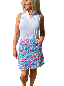17" Pull-on Skort with UPF50+ Pickle Ball White