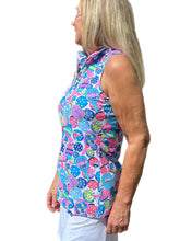 Load image into Gallery viewer, High Zip-Neck Sleeveless Top with UPF50+ Pickle Ball White
