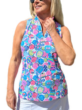 Load image into Gallery viewer, High Zip-Neck Sleeveless Top with UPF50+ Pickle Ball White
