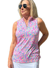 Load image into Gallery viewer, High Zip-Neck Sleeveless Top with UPF50+ Flamingo Pink
