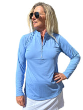 Load image into Gallery viewer, High Zip-Neck Long Sleeve Top with UPF50+ Clear Periwinkle
