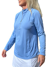 Load image into Gallery viewer, High Zip-Neck Long Sleeve Top with UPF50+ Clear Periwinkle
