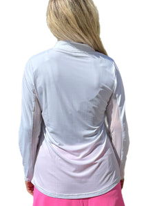 High Zip-Neck Long Sleeve Top with UPF50+ White
