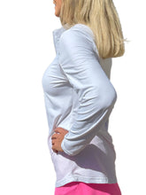 Load image into Gallery viewer, High Zip-Neck Long Sleeve Top with UPF50+ White
