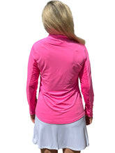 Load image into Gallery viewer, High Zip-Neck Long Sleeve Top with UPF50+ Bright Hot Pink
