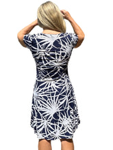 Load image into Gallery viewer, Scoop-Neck Princess Seam Dress 3D Floral Navy
