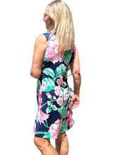 Load image into Gallery viewer, Ruffle-V-Neck Dress Bright Flowers
