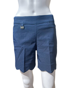5" Inseam Pull-on Stretch Shorts with Scalloped Hemline